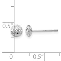 14K White Gold 5mm Textured Puffed Round Button Post Earrings view 4