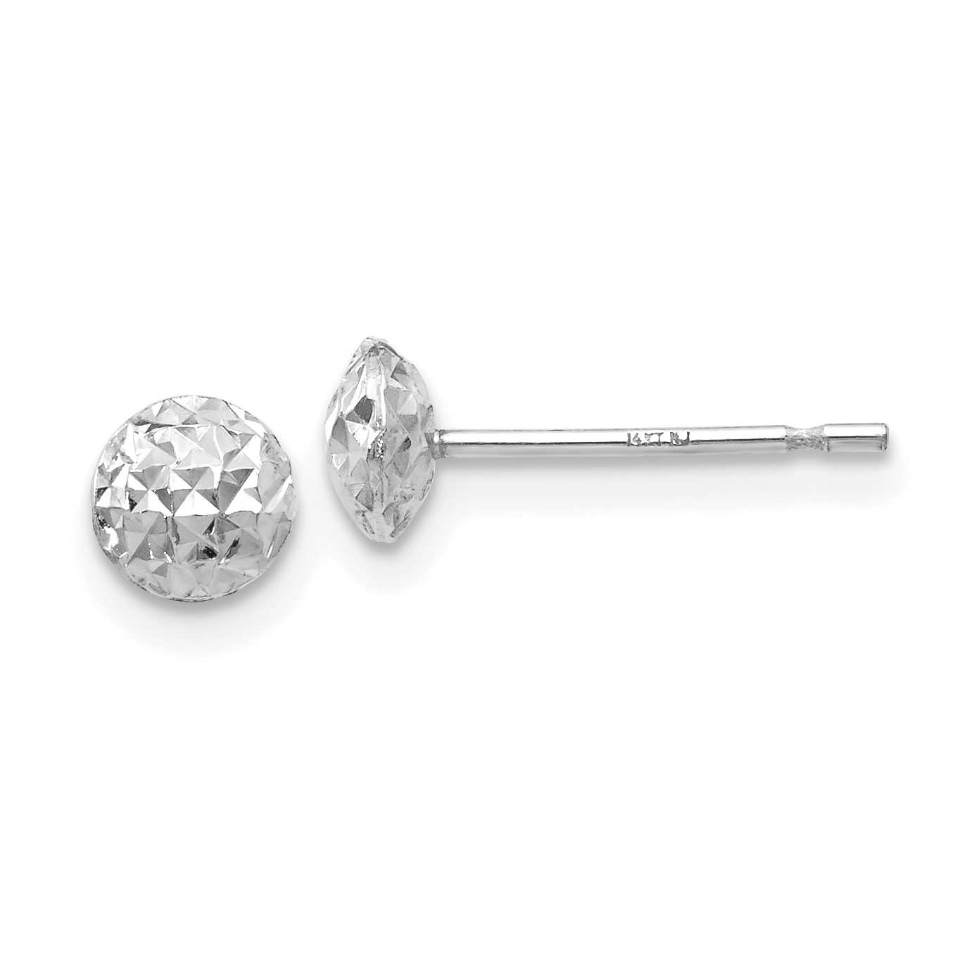 14K White Gold 5 mm Puff Circle Stud Earrings (TL912)
