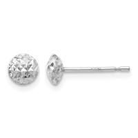 14K White Gold 5mm Textured Puffed Round Button Post Earrings view 1