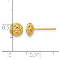 14K 6mm Yellow Gold Polished Diamond-cut Puffed Round Button Post Earrings view 4