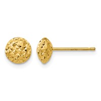 14K 6mm Yellow Gold Polished Diamond-cut Puffed Round Button Post Earrings view 1