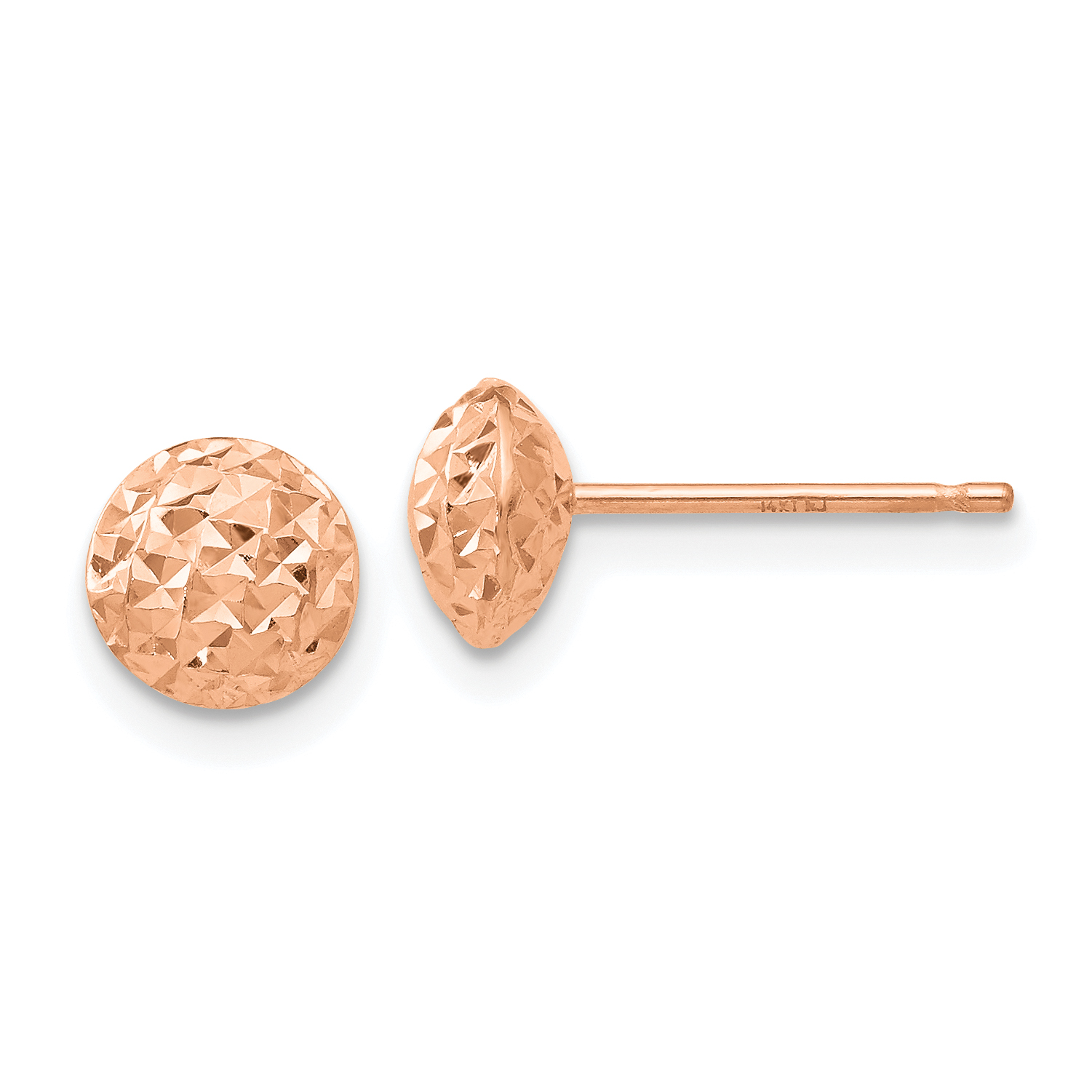 14K Rose Gold 6mm Circle Puff Post Earrings (TL913R)