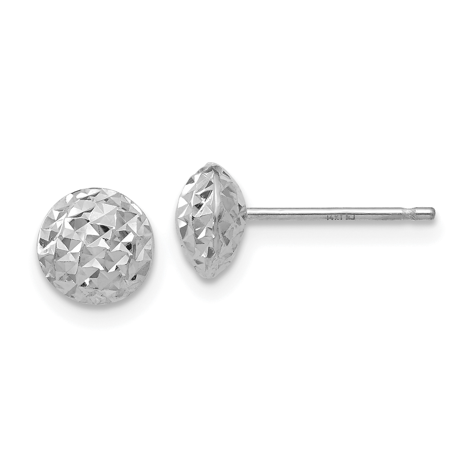 14K White Gold 6mm Circle Puff Post Earrings (TL914)