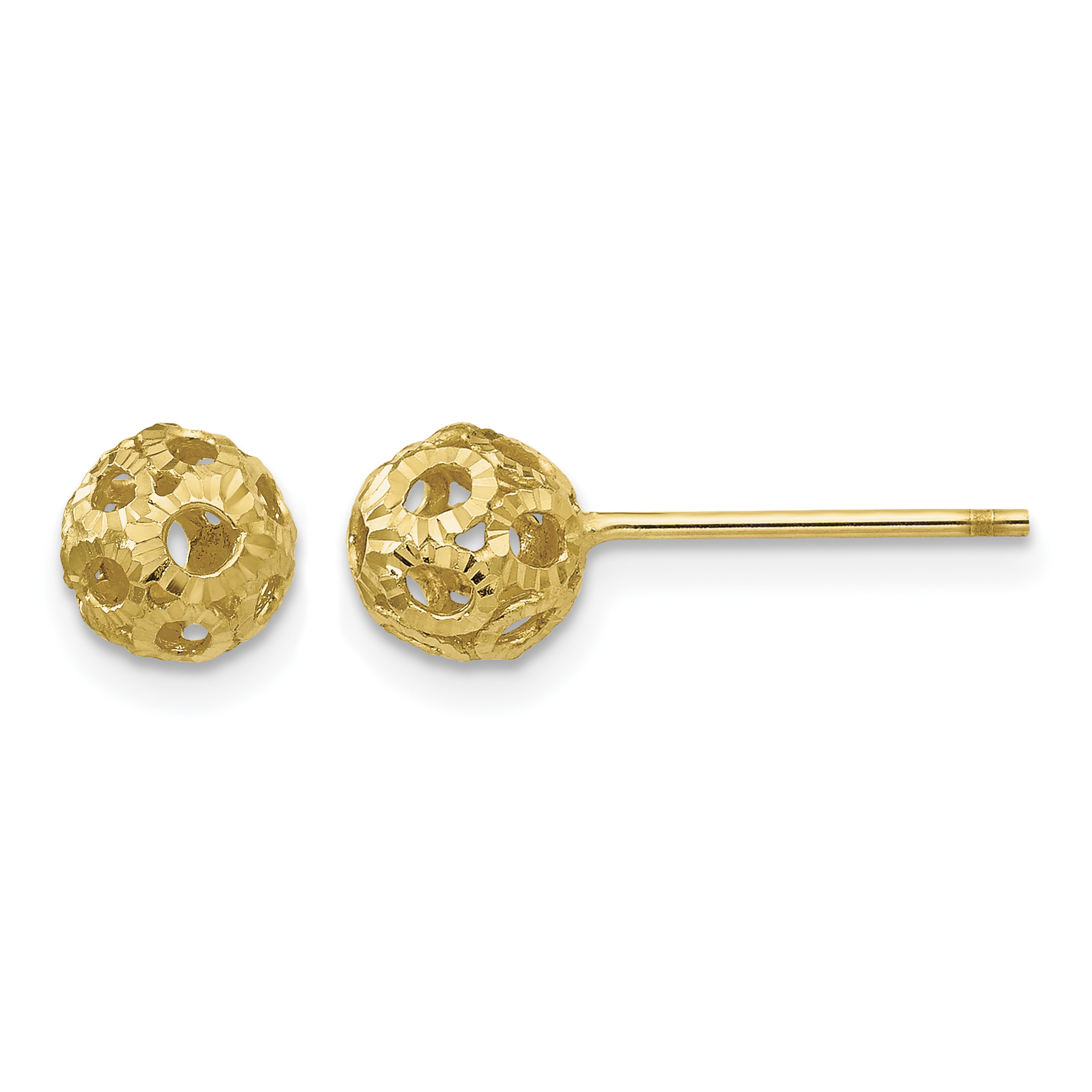 14K Open Diamond Cut Ball Post Earrings (TL922)