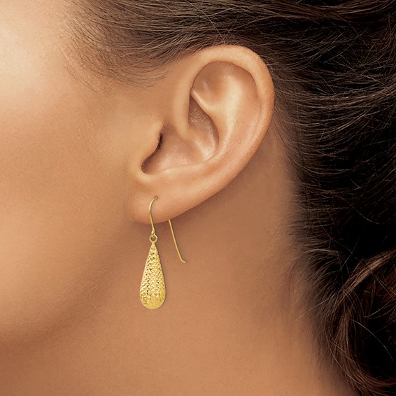 Gold Teardrop Shepard Hook Earrings