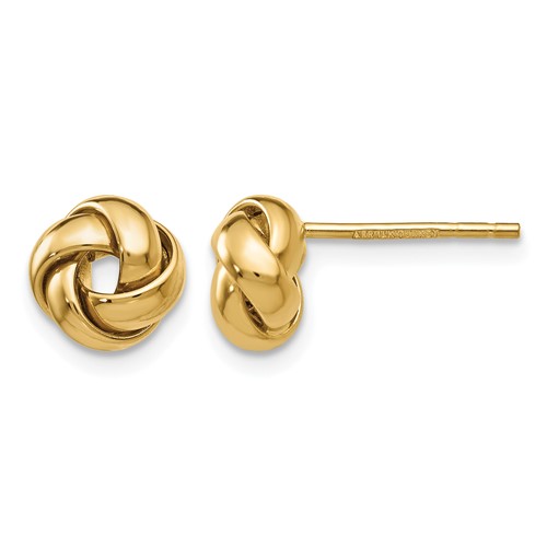 14K 8mm Yellow Gold Polished Love Knot Post Earrings
