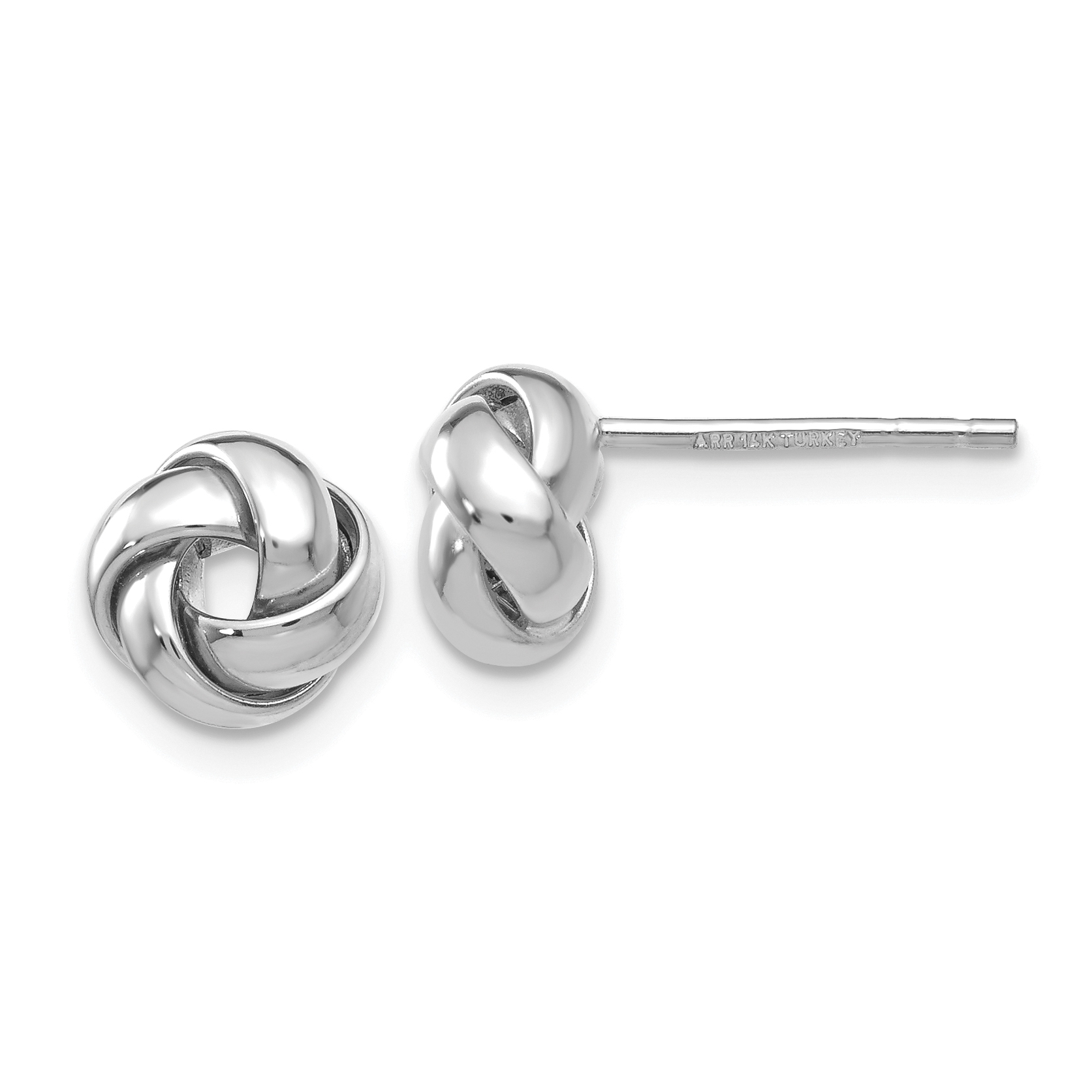14k White Gold Polished Knot Post Earrings (TL943)