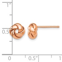 14K Rose Gold 8mm Polished Love Knot Post Earrings view 4