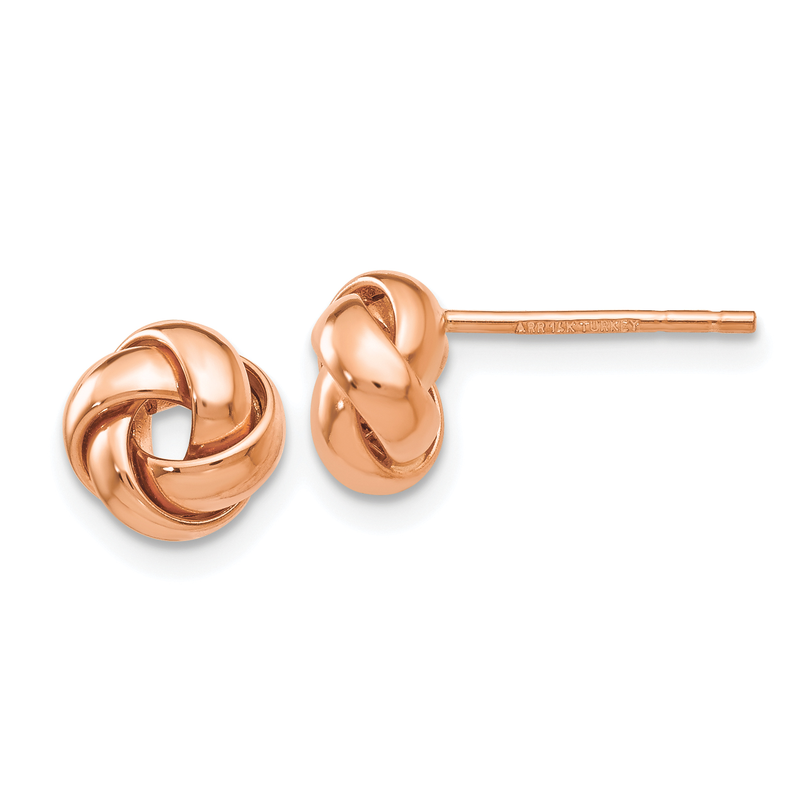14k Rose Gold Polished Love Knot Post Earrings (TL943R)