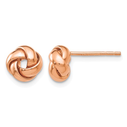 14K Rose Gold 8mm Polished Love Knot Post Earrings