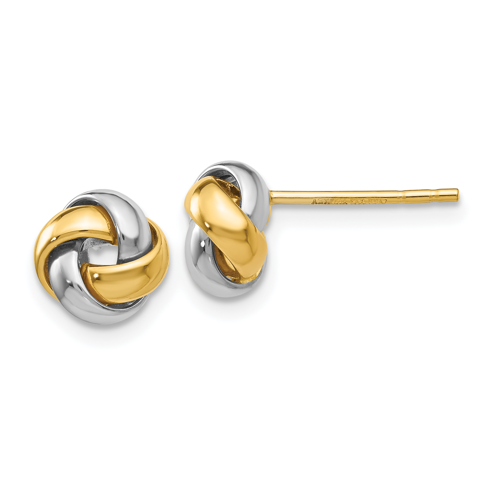 14k Two-tone Knot Post Earrings (TL944)