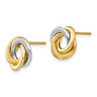 14K Two-tone 11mm Polished Intertwined Circles Love Knot Post Earrings view 2