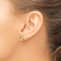 14K Two-tone 11mm Polished Intertwined Circles Love Knot Post Earrings view 3