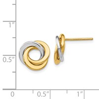 14K Two-tone 11mm Polished Intertwined Circles Love Knot Post Earrings view 4