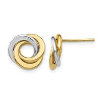 14K Two-tone 11mm Polished Intertwined Circles Love Knot Post Earrings view 1