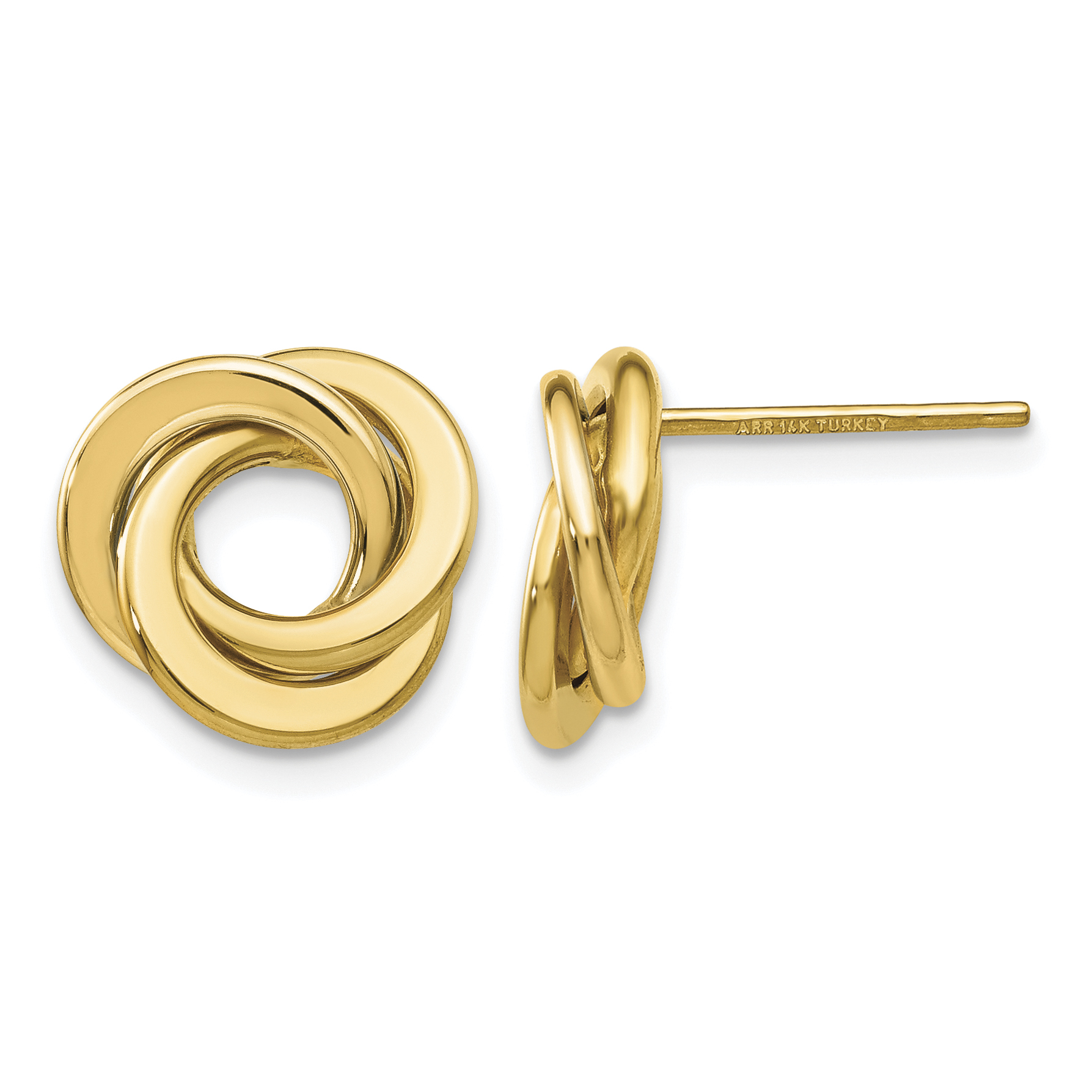 14K Polished Intertwined Circles Post Earrings (TL945Y)