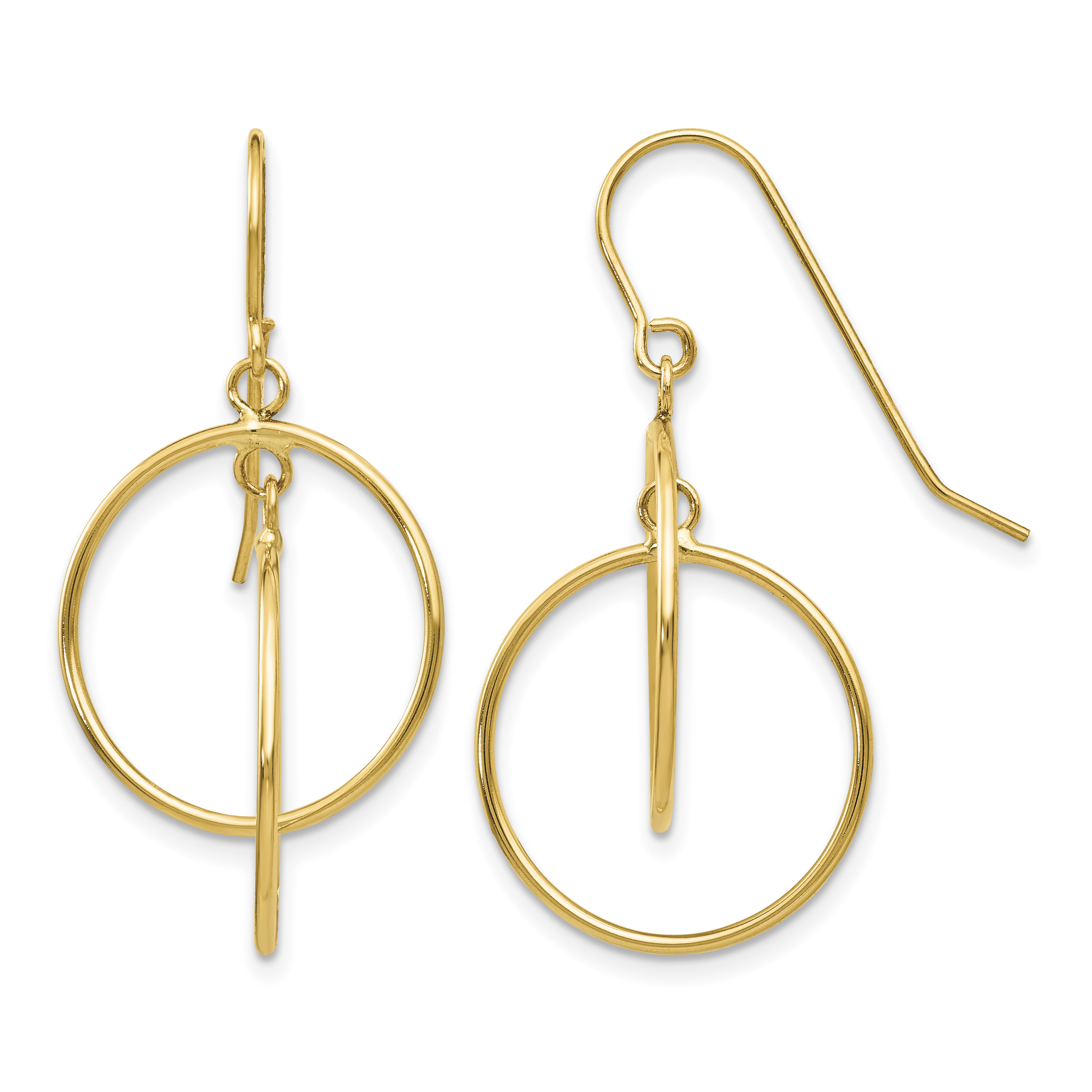 14k Polished Circles Dangle Earrings (TL950)