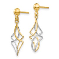 14K Two-tone Fancy Dangle Post Earrings view 2