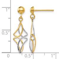 14K Two-tone Fancy Dangle Post Earrings view 4