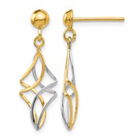 14K Two-tone Fancy Dangle Post Earrings view 1