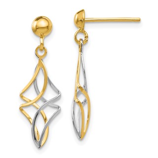 Gold Two-tone Dangle Post Earrings
