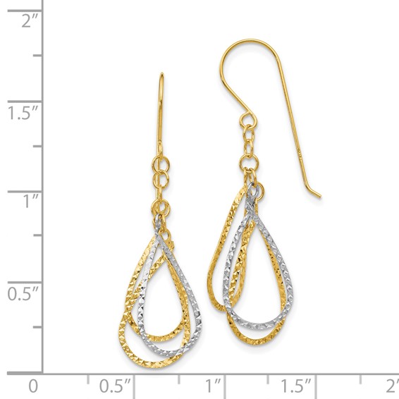Gold Diamond-cut Teardrop Shepard Hook Earrings