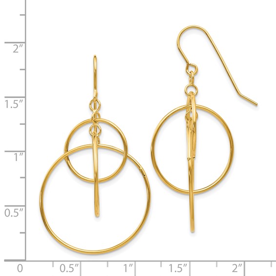14k Polished Circles Dangle French Hook Earrings