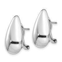 14K White Gold 10x 20mm Polished Teardrop Omega Back Post Earrings view 2
