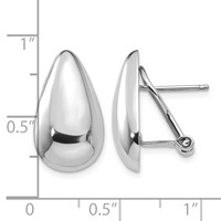 14K White Gold 10x 20mm Polished Teardrop Omega Back Post Earrings view 4