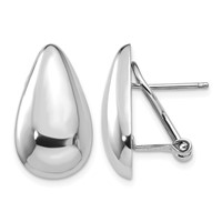 14K White Gold 10x 20mm Polished Teardrop Omega Back Post Earrings view 1