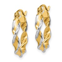 14K W White Rhodium Polished 2.75mm Fancy Twisted Hoop Earrings view 2