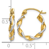 14K W White Rhodium Polished 2.75mm Fancy Twisted Hoop Earrings view 4