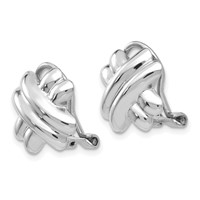 14K White Gold 14mm Polished X Omega Back Non-pierced Earrings view 2