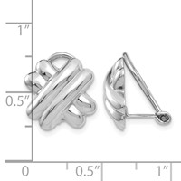 14K White Gold 14mm Polished X Omega Back Non-pierced Earrings view 4