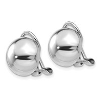 14K White Gold 12mm Polished Half Ball Omega Back Non-pierced Earrings view 2