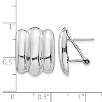 14K White Gold 15x 19mm Polished Ribbed Fancy Omega Back Post Earrings view 4