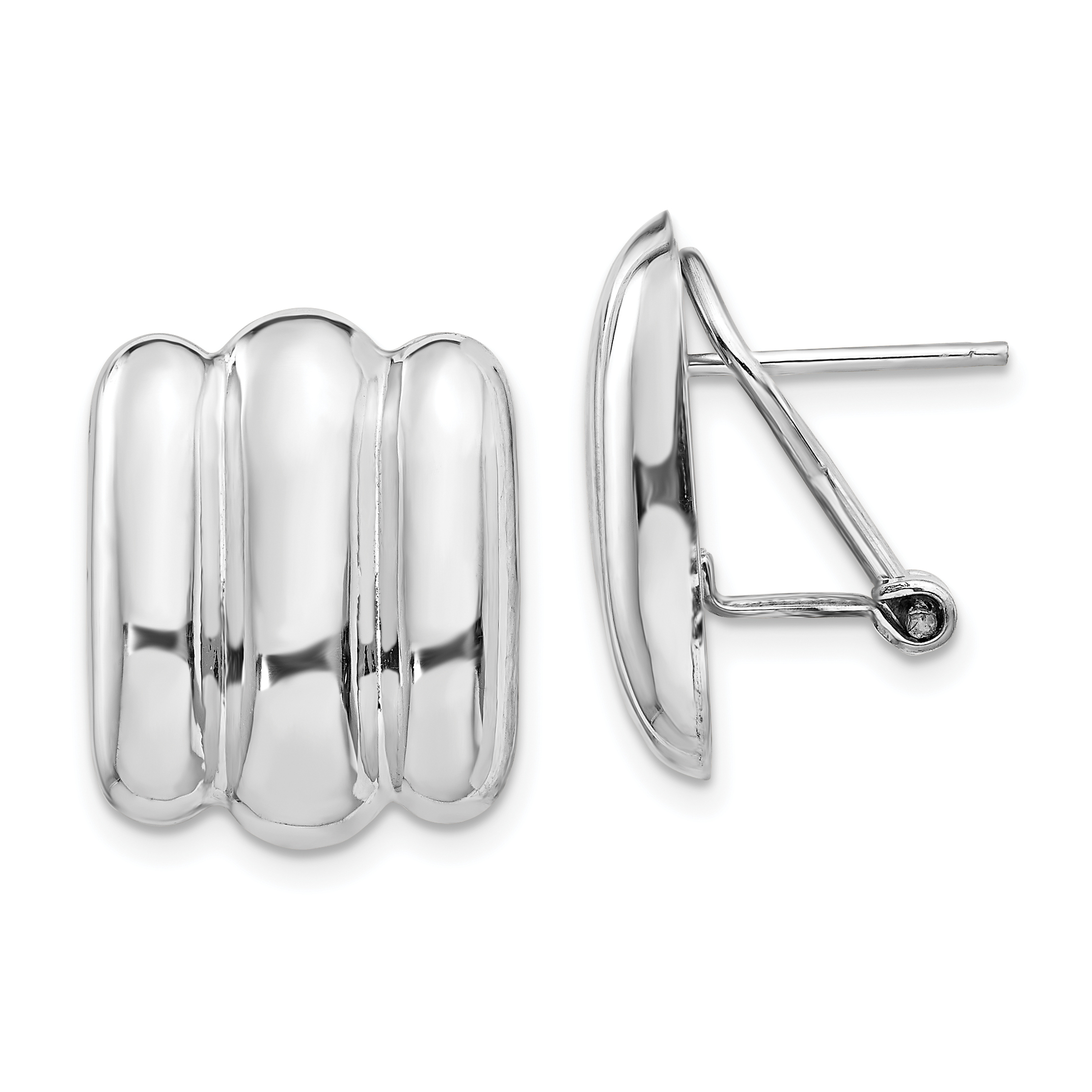 14k White Gold Polished Fancy Omega Back Post Earrings (TM351)