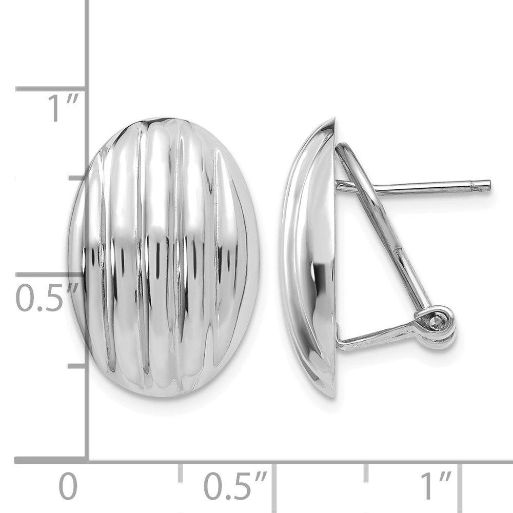 14k White Gold Polished Fancy Omega Back Post Earrings (TM353)