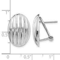 14K White Gold 14x 19mm Oval Polished Fancy Ribbed Omega Back Post Earrings view 4