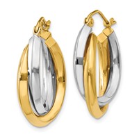 14K Two-tone Polished Double Hoop Earrings view 2