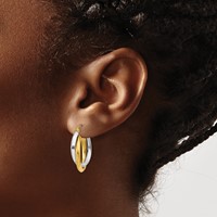 14K Two-tone Polished Double Hoop Earrings view 3