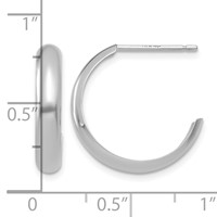 14K White Gold 3.5x 17mm Polished J-Hoop Post Earrings view 4