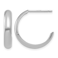 14K White Gold 3.5x 17mm Polished J-Hoop Post Earrings view 1