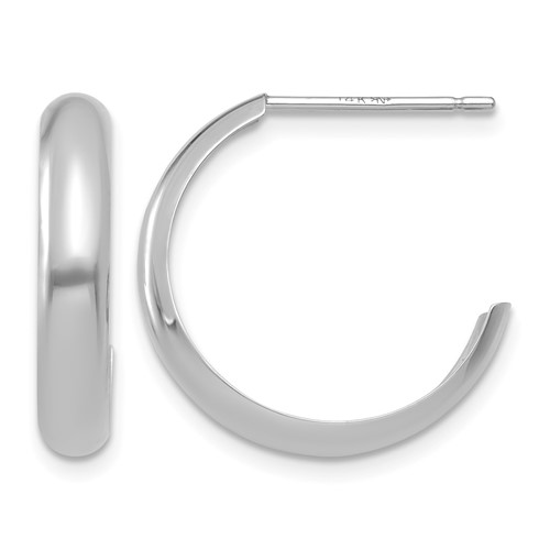 14K White Gold 3.5x 17mm Polished J-Hoop Post Earrings