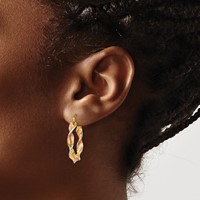 14K & Rhodium Twisted Hoop Earrings view 3