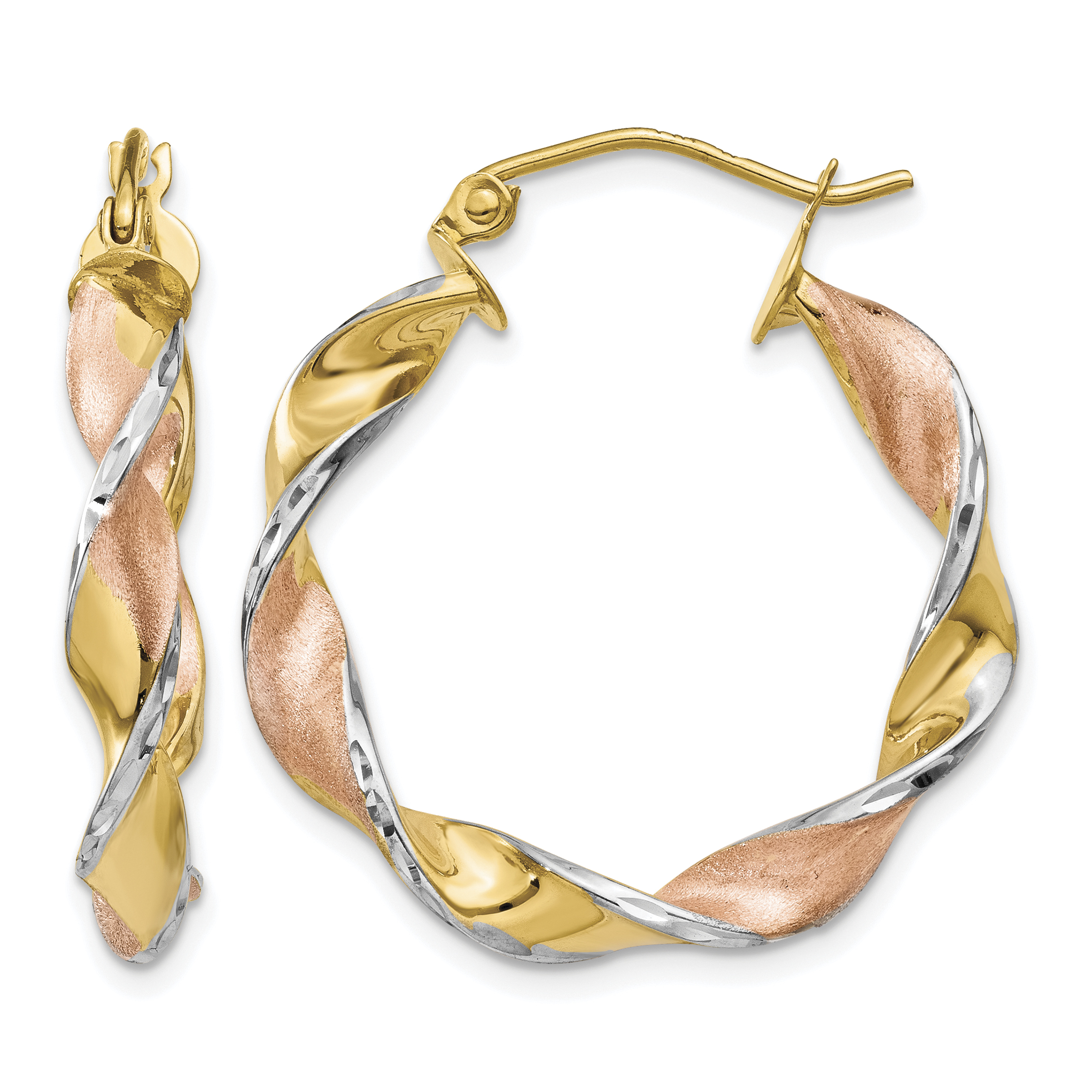 14k & Rhodium Twisted Hoop Earrings (TM408)