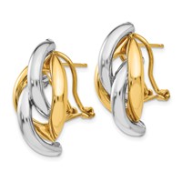 14K Two-tone Swirl Omega Back Post Earrings view 2