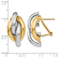14K Two-tone Swirl Omega Back Post Earrings view 4