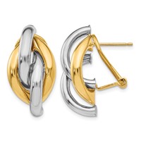 14K Two-tone Swirl Omega Back Post Earrings view 1