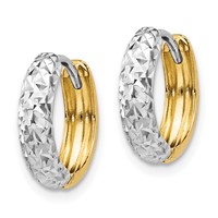 14K Two-tone Diamond-cut Hoop Earrings view 2